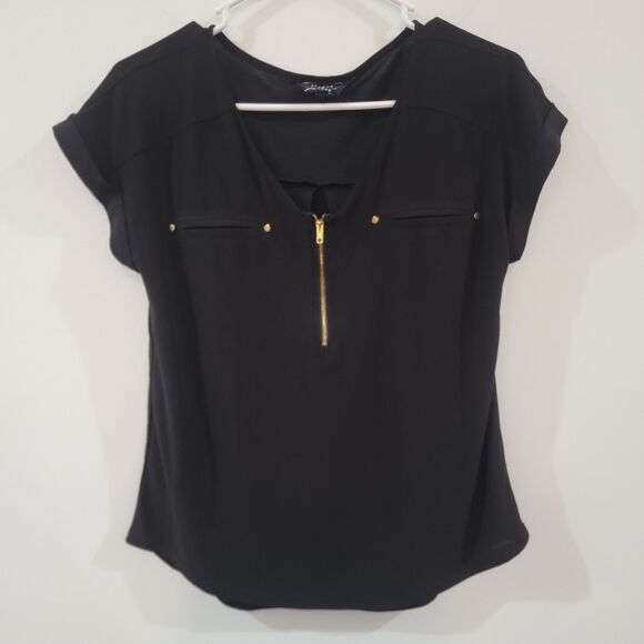 Flower And Feather Womens Top Size Small Minimalist Office Quarter Zip - Picture 1 of 7